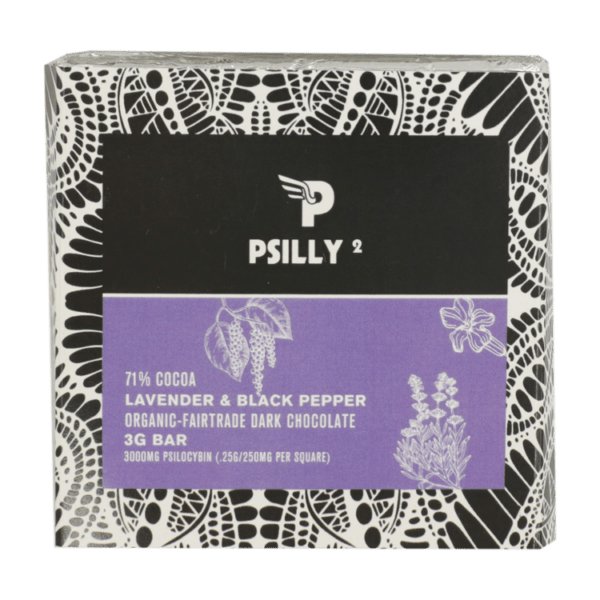 Psilly - Dark Chocolate Bar - Lavender & Black Pepper | Mushroom Gummies Canada